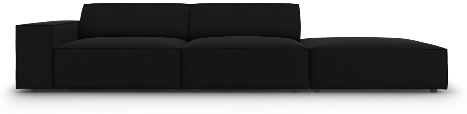 Micadoni 3-Sitzer Rechts Samtstoff Sofa Jodie | Bezug Black | Beinfarbe Black Plastic Bild 1