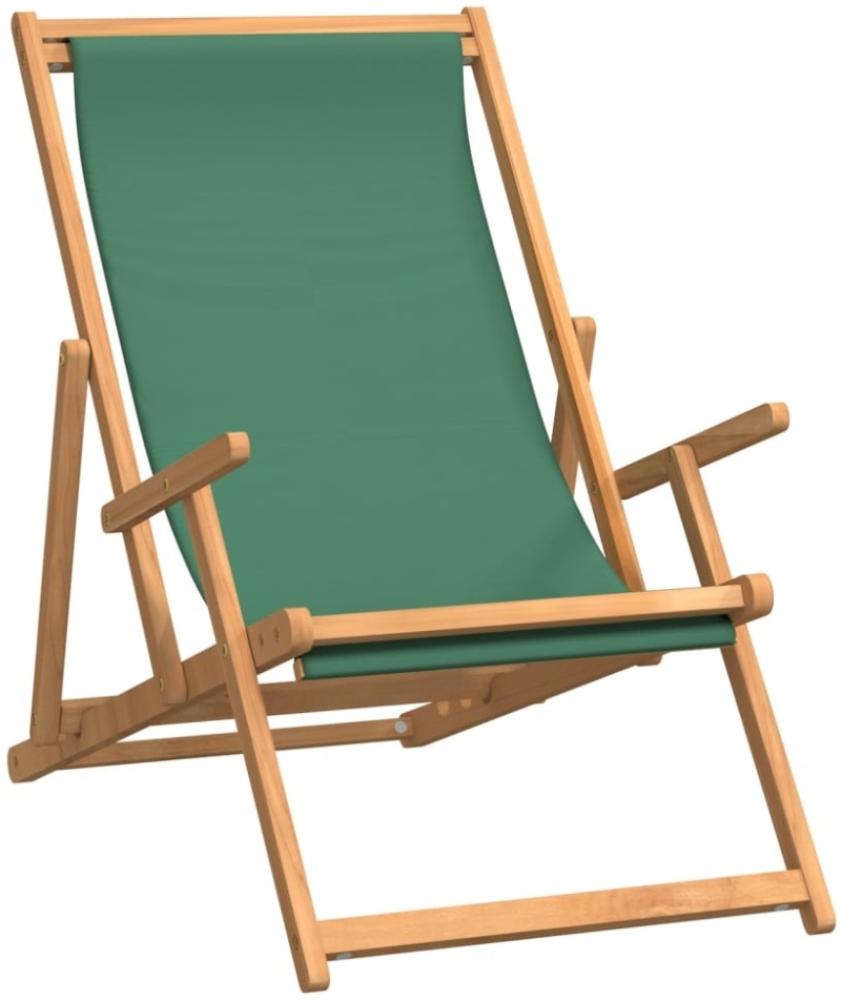 vidaXL Strandstuhl Klappbar Massivholz Teak Grün Bild 1