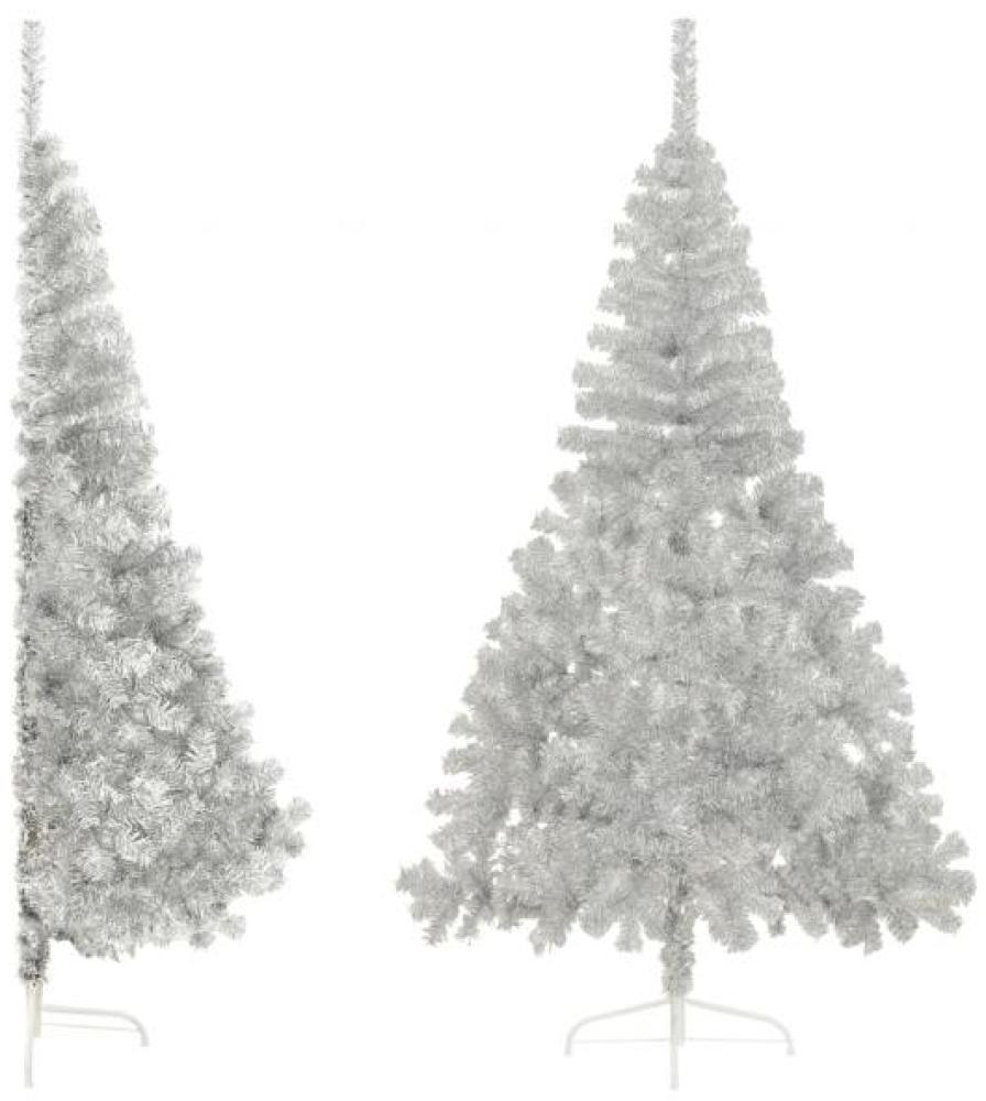 Künstlicher Halb-Weihnachtsbaum mit Ständer Silbern 210 cm PVC Bild 1