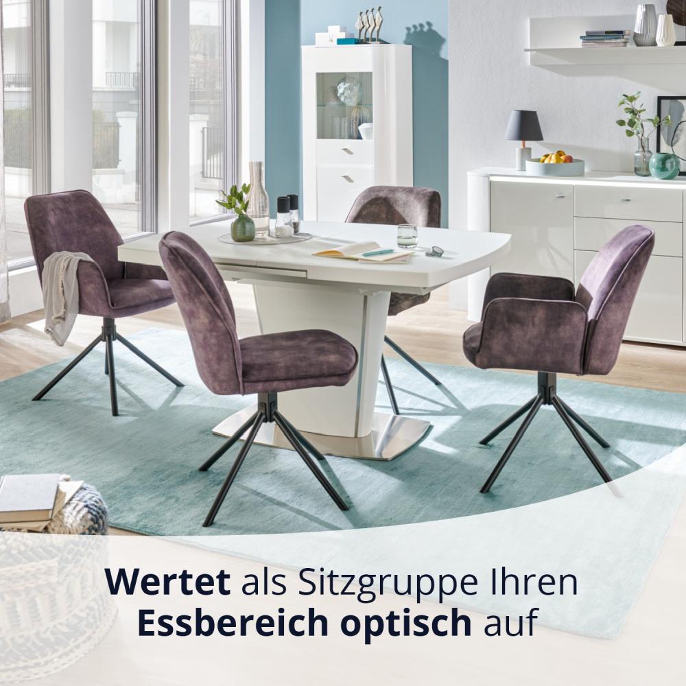 KHG Esszimmerstühle 6er Set, Küchenstuhl Velours Anthrazit, Stuhlbeine Metall lackiert, Polsterstuhl, Essstuhl, Stuhl, für Esszimmer Küche Büro Bild 1