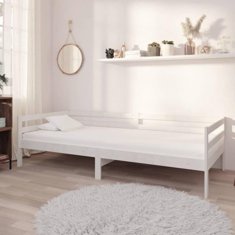 vidaXL Tagesbett mit Matratze 90x200 cm Weiß Kiefer Massivholz [3083555] Bild 1