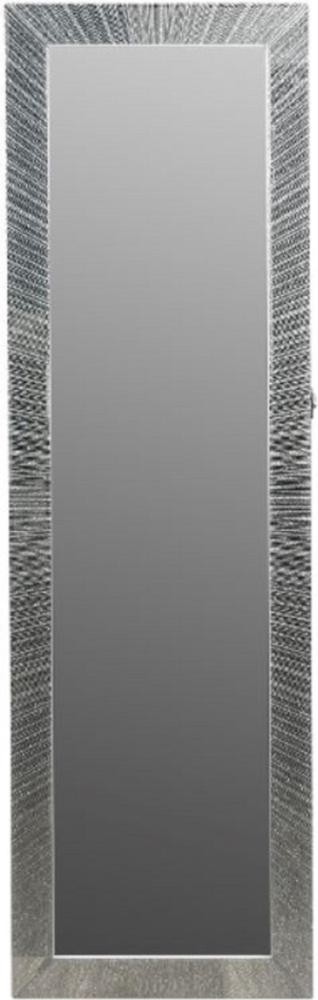 Casa Padrino Luxus Schmuckschrank mit Spiegeltür & Glitteroptik Silber / Weiß 36 x 9 x H. 120 cm - Luxus Kollektion Bild 1