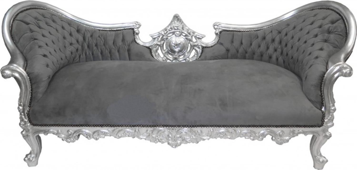 Casa Padrino Barock Sofa Vampire Grau/Silber - Limited Edition - Lounge Couch Bild 1
