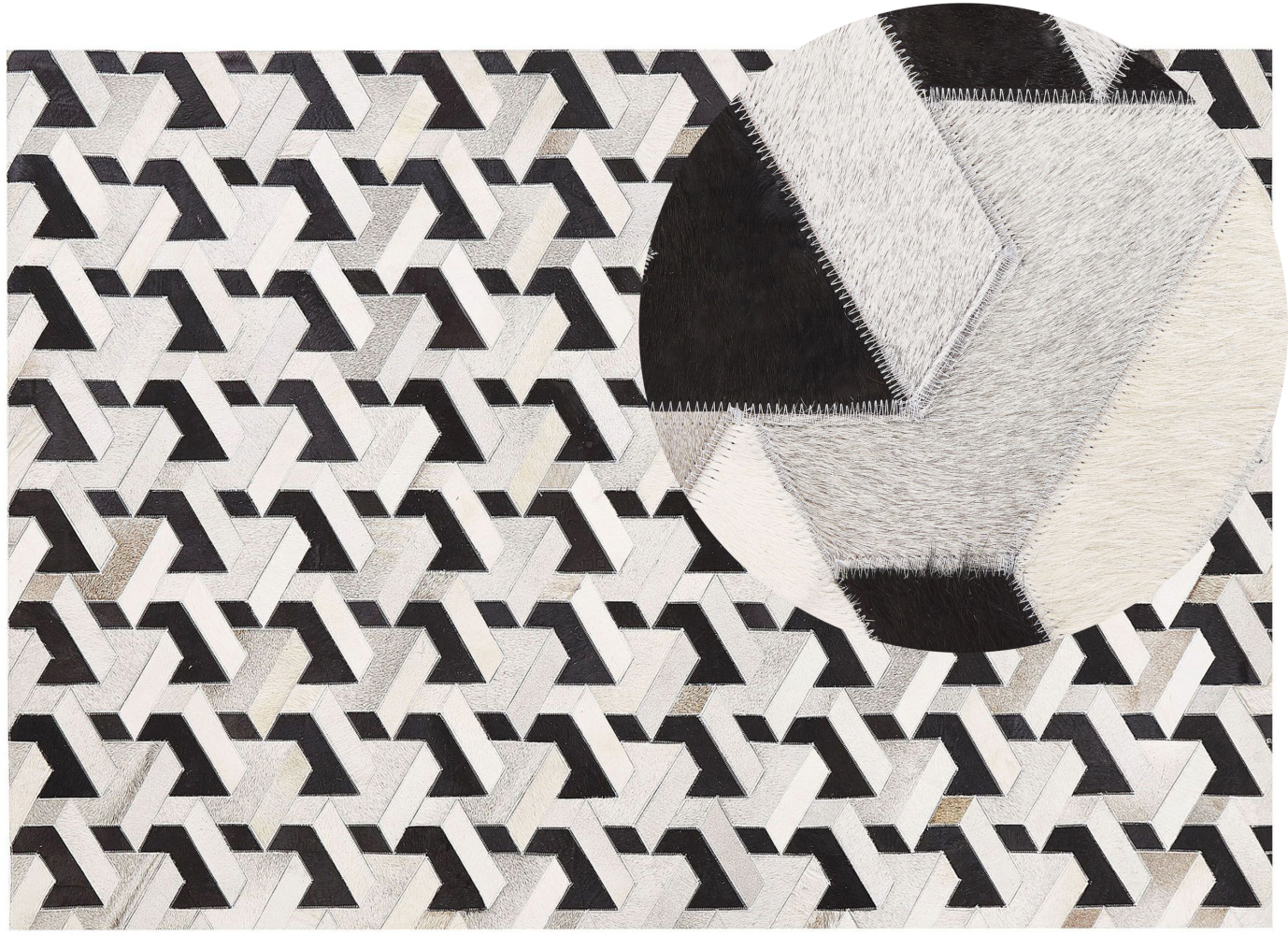 Teppich Kuhfell schwarz / grau 160 x 230 cm Patchwork Kurzflor NARMAN Bild 1