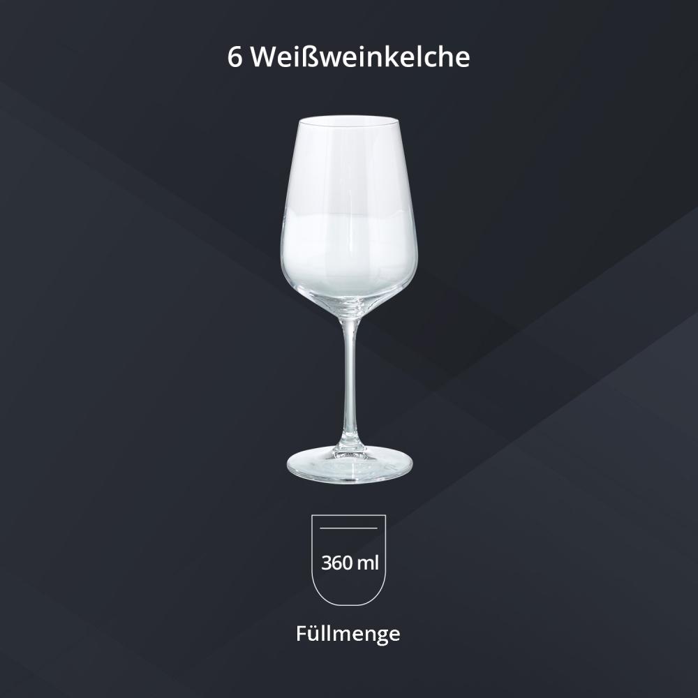 Peill+Putzler Germany 6er Set Weißweinkelche, 360 ml Volumen, Stabiler Fuß, Kristallgläser mit einem schlichten Design, Weingläser für Wasser, Saft & Cocktail, Trinkgläser Bild 1