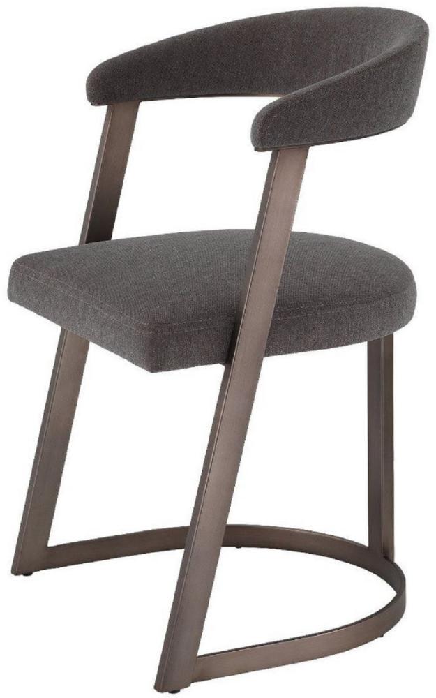 Casa Padrino Designer Stuhl mit Armlehnen Grau-Braun / Bronzefarben 52 x 49 x H. 78 cm - Esszimmerstuhl - Bürostuhl - Luxus Designer Möbel Bild 1