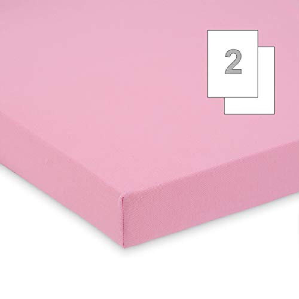 FabiMax 3539 Doppelpack Jersey Spannbettlaken für Beistellbett und Wiege, 90 x 40 cm, rosa Bild 1