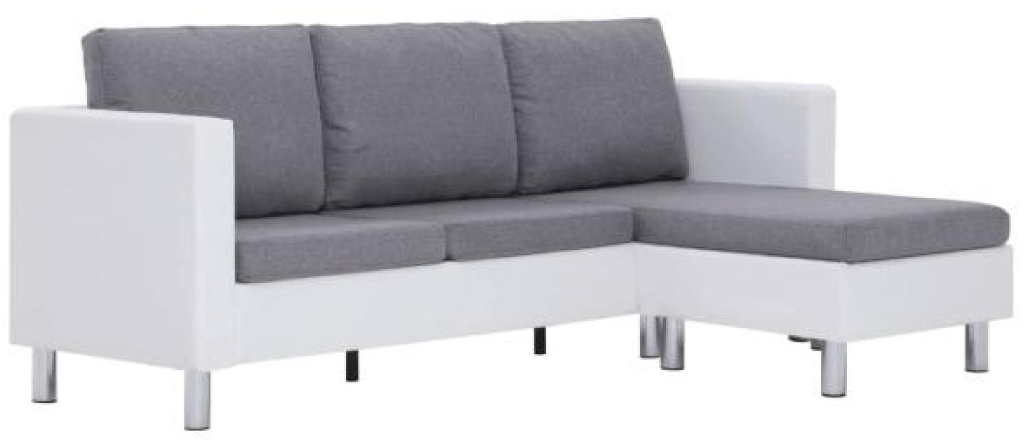 vidaXL 3-Sitzer-Sofa mit Kissen Weiß Kunstleder [282202] Bild 1