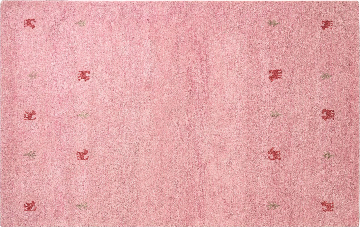 Gabbeh Teppich Wolle rosa 140 x 200 cm Tiermuster Hochflor YULAFI Bild 1