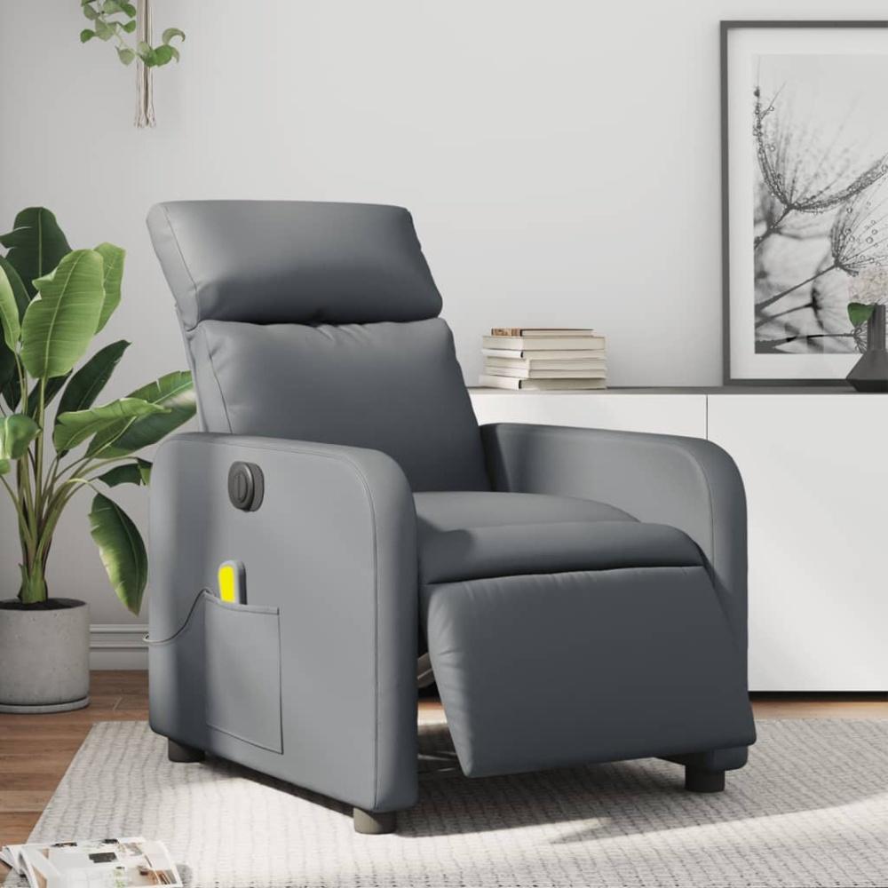 vidaXL Massagesessel Elektrisch Grau Kunstleder Bild 1