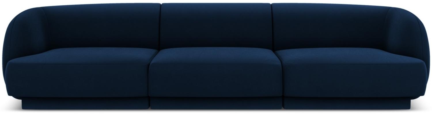 Micadoni 3-Sitzer Samtstoff Sofa Miley | Bezug Royal Blue | Beinfarbe Black Plastic Bild 1