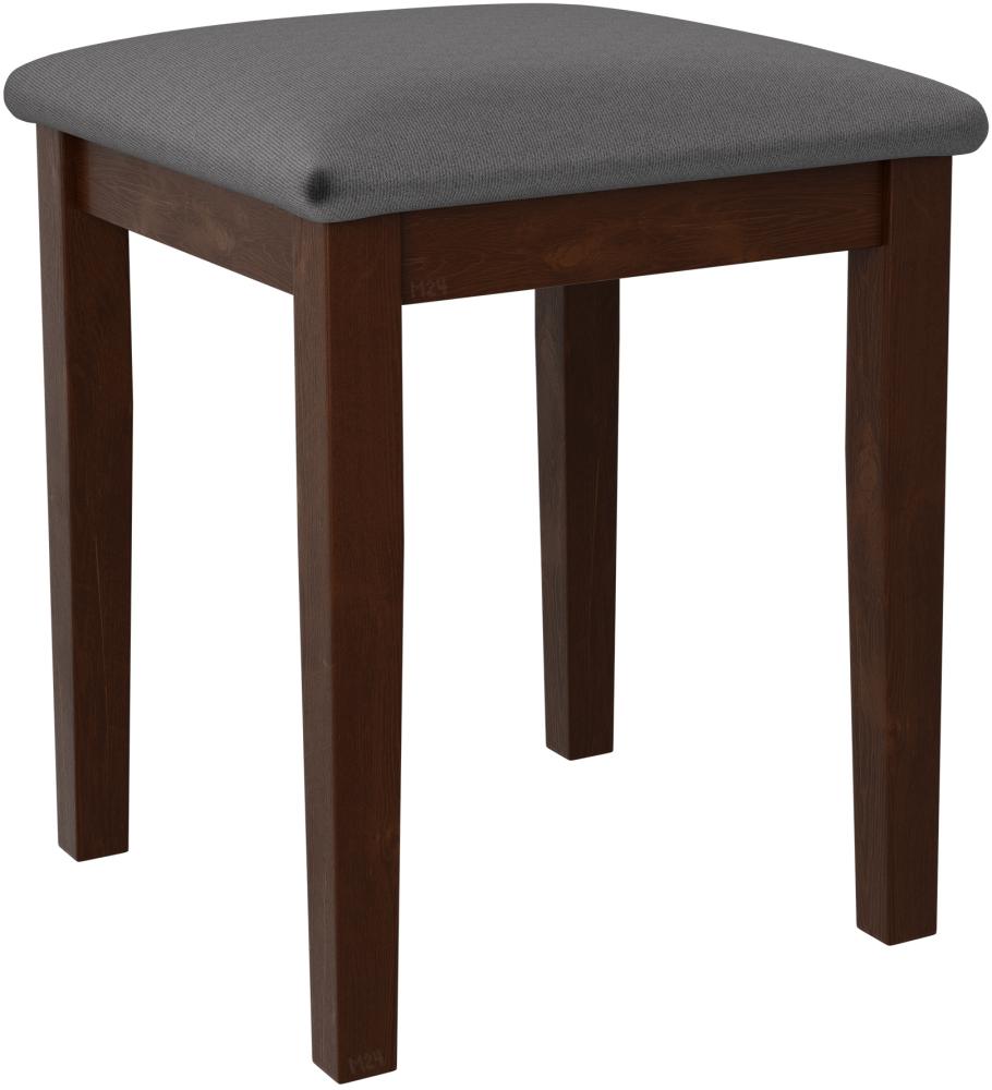 Hocker T3, Schemel bis 120 kg, aus Buchenholz, 36x36x47 cm (Stoff: Kronos 22, Holzfarbe: Nuss) Bild 1