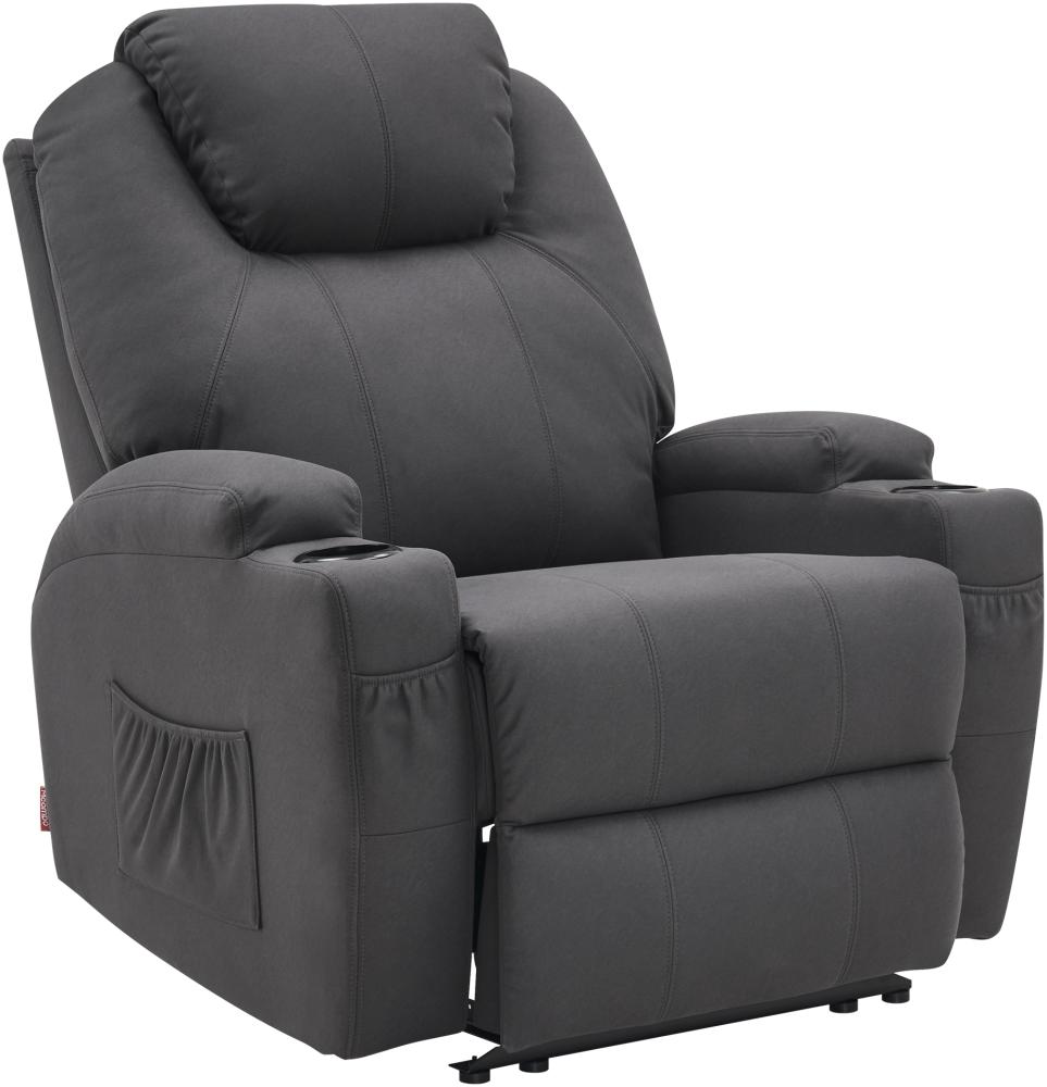 MCombo Elektrisch Relaxsessel Massagesessel Fernsehsessel 7061,mit Liegefunktion, mit Vibration Heizung,Mikrofaser,Dunkelgrau,92 x 92 x 109 cm Bild 1