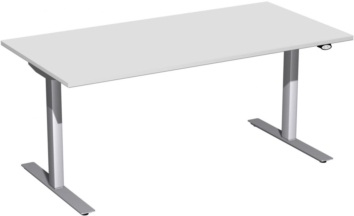 Elektro-Hubtisch 'Flex', höhenverstellbar, 160x80x68-116cm, gerade, Lichtgrau / Silber Bild 1
