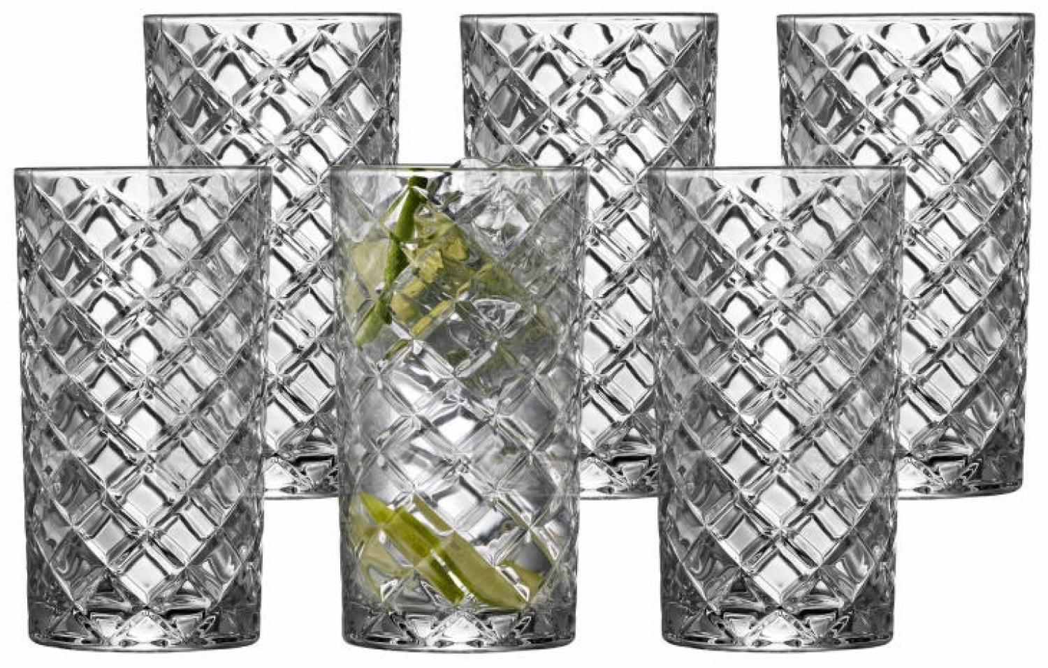 Lyngby Glas Highballglas Diamond 6er Set, Cocktailgläser, Glas, Klar, 410 ml, 25884 Bild 1