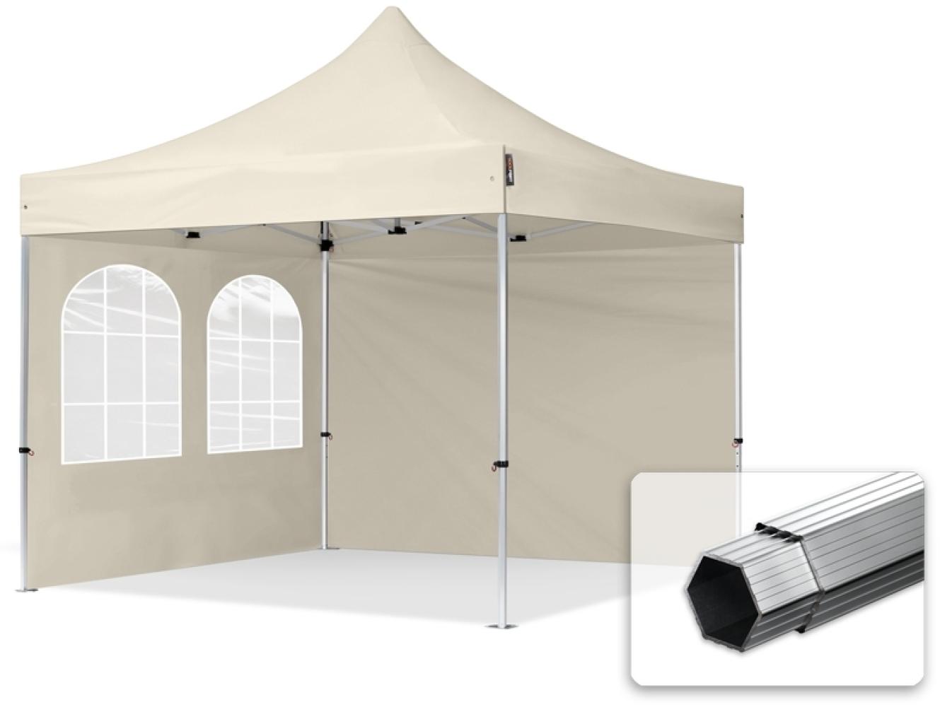 3x3m Faltpavillon PROFESSIONAL Alu 40mm, Seitenteile mit Sprossenfenstern, creme Bild 1