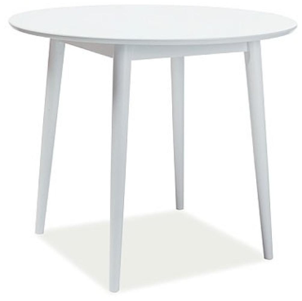Esstisch Küchentisch Larson 90x90x75cm weiß runde Tischplatte Bild 1