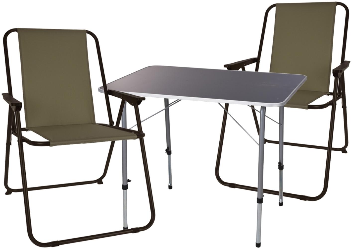 3-teiliges Campingmöbel Set L80xB60xH50-70cm schwarz/Olivegrün Bild 1