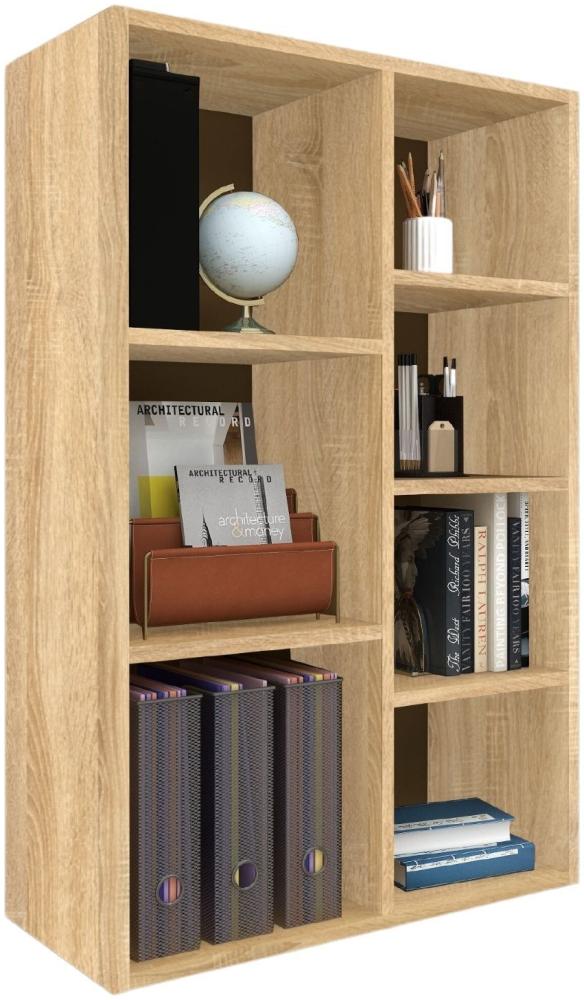 Coemo Bücherregal Twin aus Holz 7 Fächer Natur Sonoma Bild 1