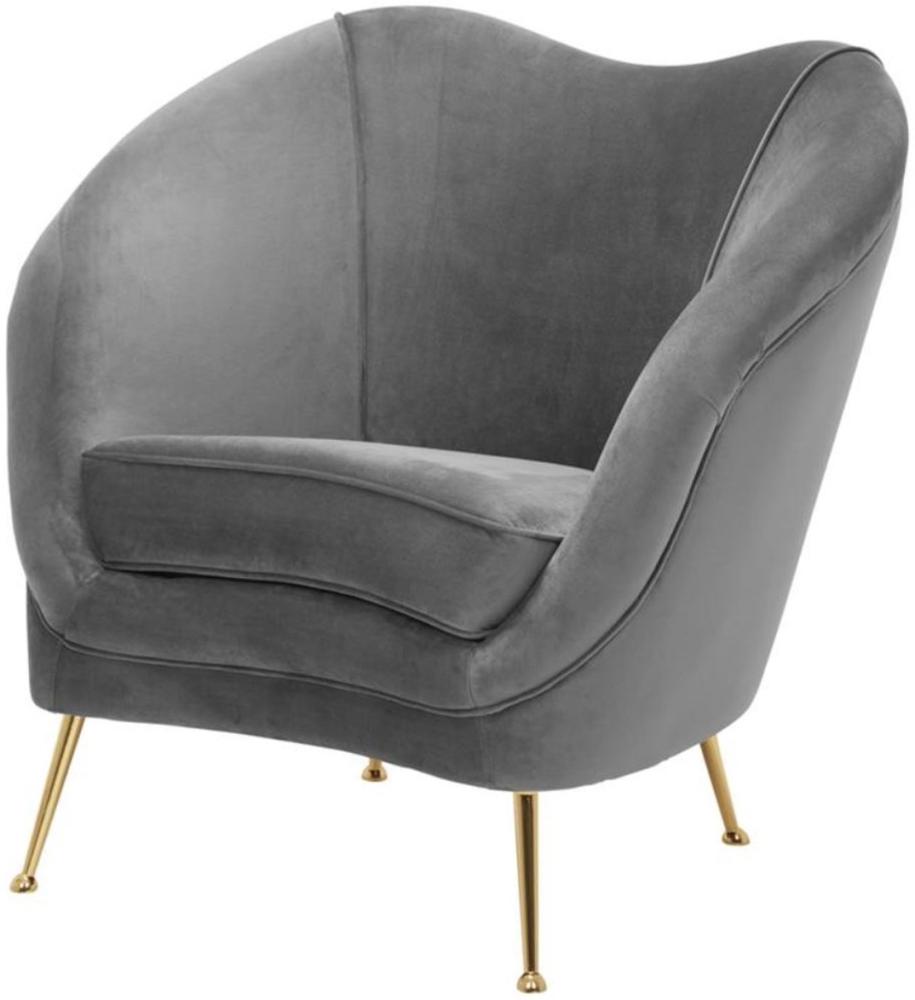 Casa Padrino Luxus Salon Sessel Grau / Messing 85 x 77 x H. 80 cm - Luxus Kollektion Bild 1