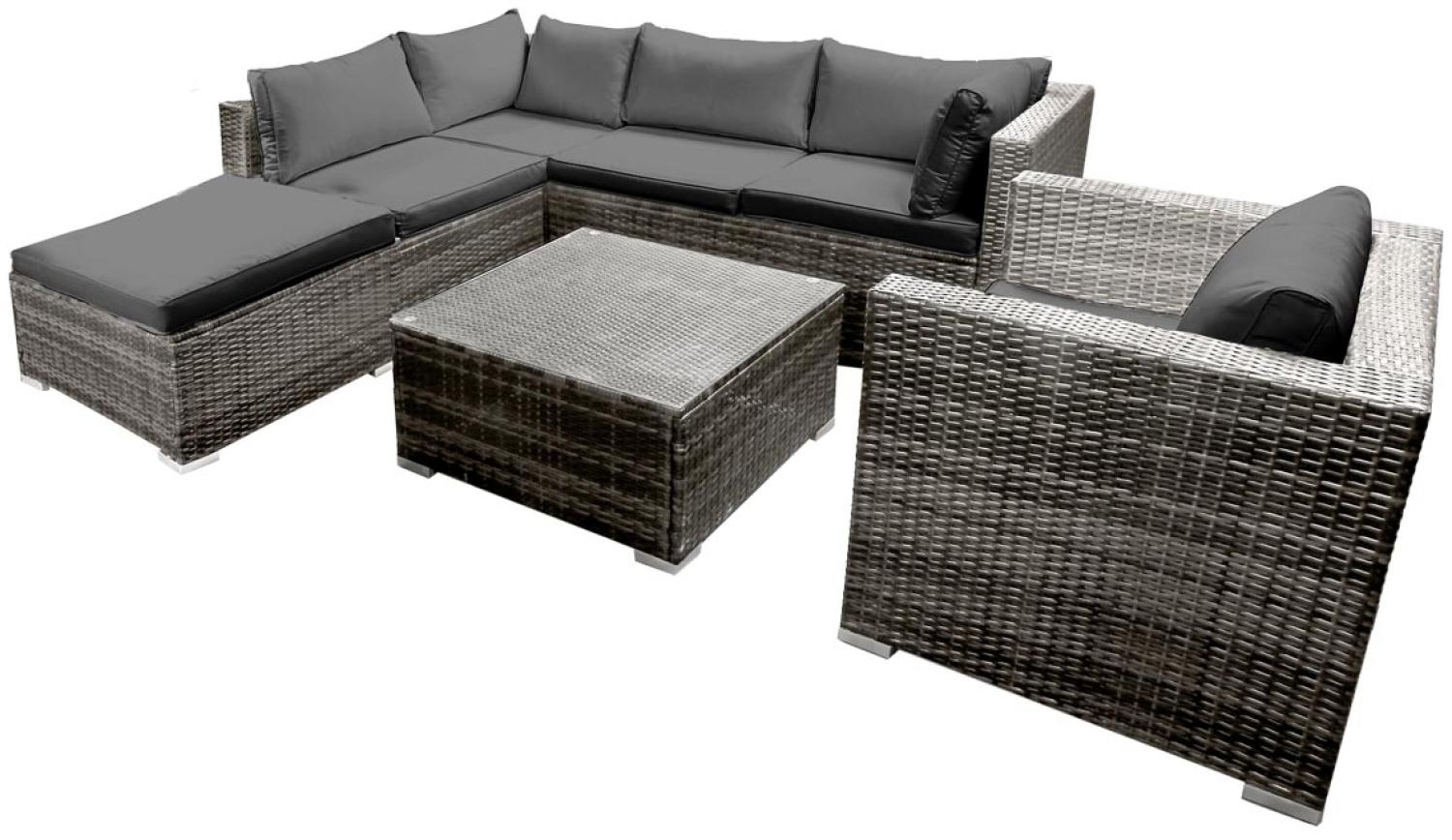 BRAST Gartenmöbel Lounge Sofa Couch Set Cosy Grau Poly-Rattan für 5 Personen Bild 1