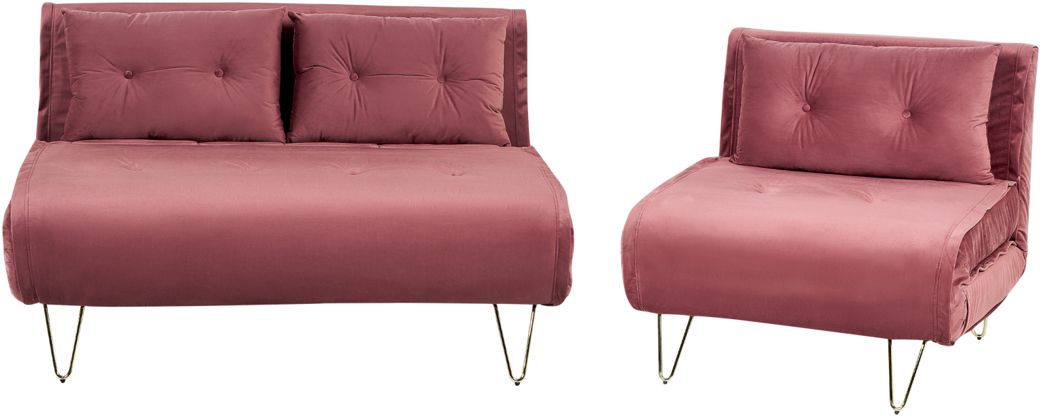 Sofa Set Samtstoff rosa 3-Sitzer VESTFOLD Bild 1