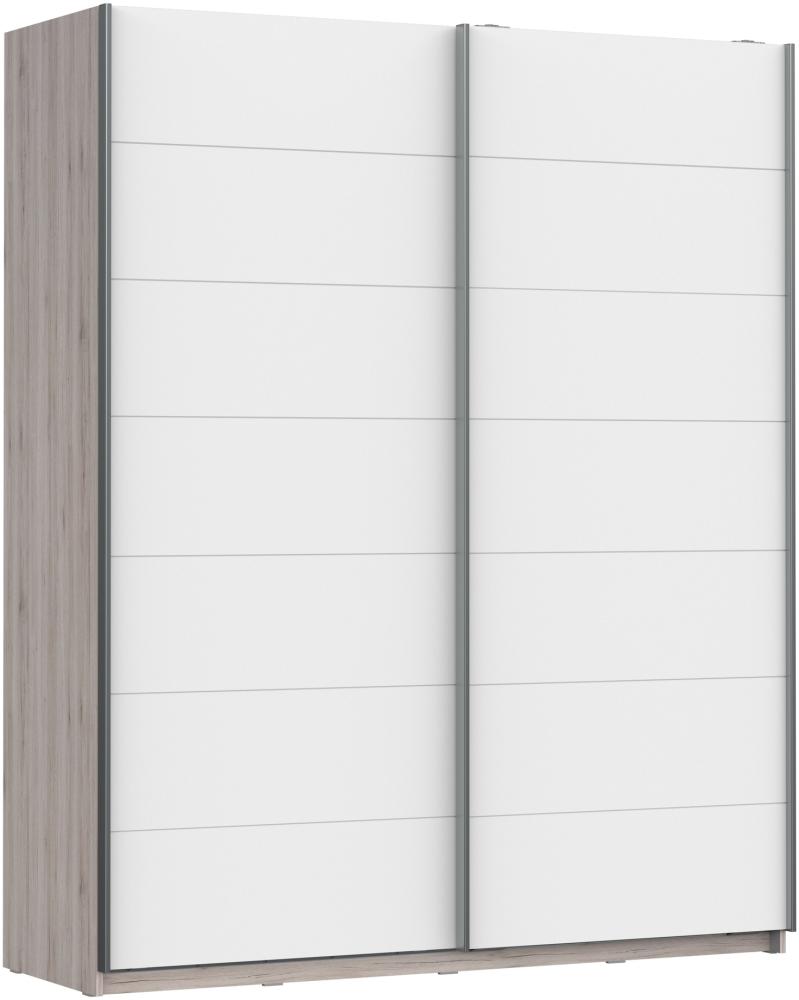 Schiebetürenschrank >RONDINO< in Sandeiche / Weiss Glanz - 170,3x209,7x61,2cm B/H/T Bild 1