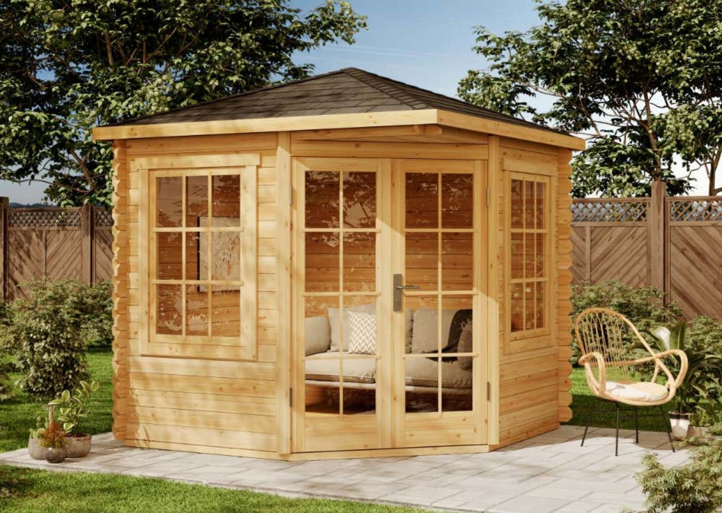 Alpholz 5-Eck Gartenhaus Modell Sunny-C Gartenhaus aus Holz Holzhaus mit 28 mm Wandstärke Blockbohlenhaus mit Montagematerial Bild 1