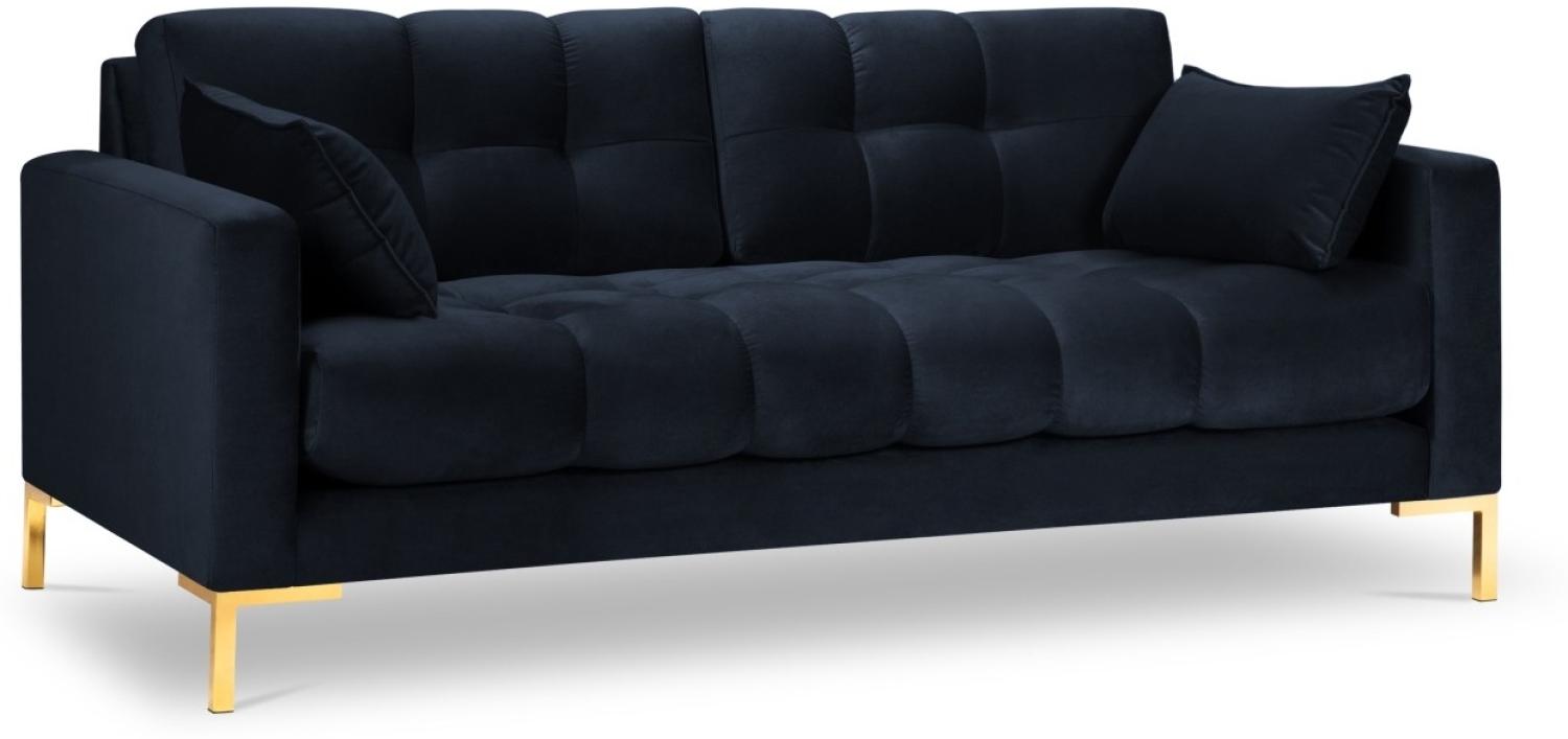 Micadoni 2-Sitzer Samtstoff Sofa Mamaia | Bezug Dark Blue | Beinfarbe Gold Metal Bild 1