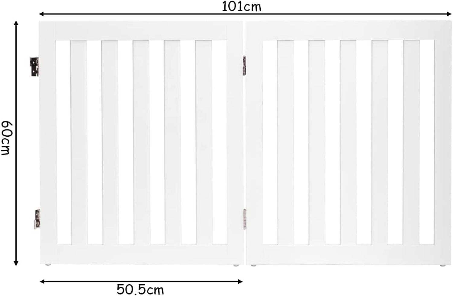 COSTWAY Absperrgitter Hunde 60cm Hoch, Schutzgitter Holz, klappbar, Treppengitter Hundeabsperrgitter flexibel Türschutzgitter (2 Paneelen, Weiß) Bild 1