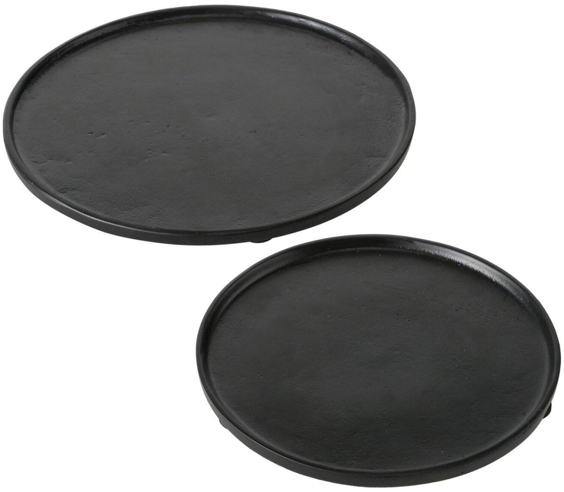 Dekoratives schwarzes Tablett VALOMI, aus Metall, 2er-Set Bild 1