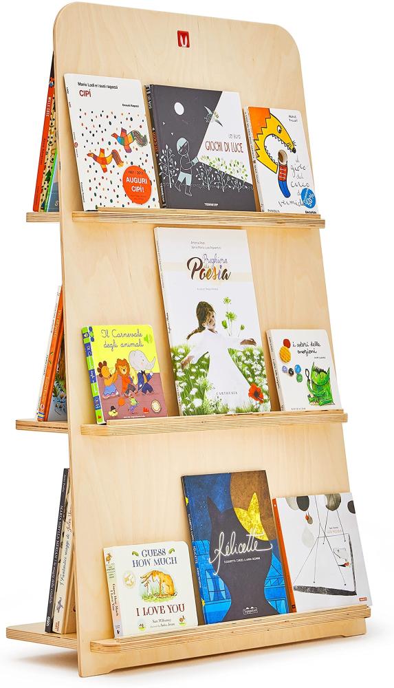 Bianconiglio Kids BUK Professionelles Montessori-Bücherregal mit Hide&Show-System zum Drehen von Büchern aus hochwertiger Birke, hergestellt in Italien, EN71 (ohne Lackzusatz) Bild 1