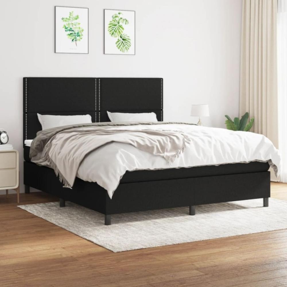 Boxspringbett mit Matratze Schwarz 180x200 cm Stoff (Farbe: Schwarz) Bild 1