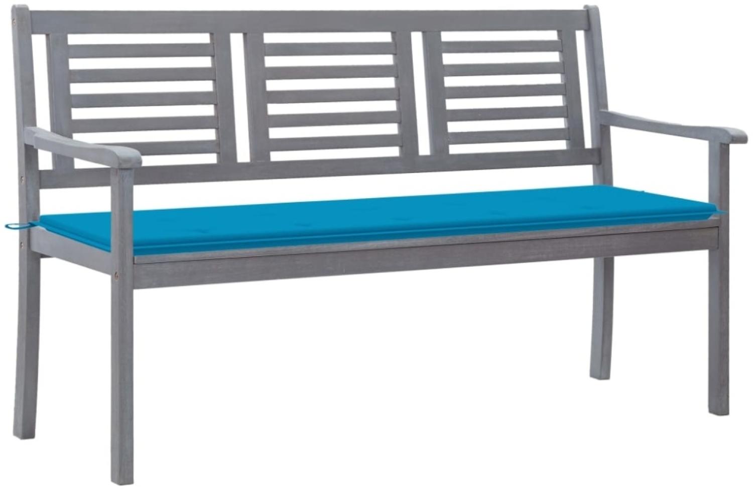 vidaXL 3-Sitzer-Gartenbank mit Auflage 150 cm Grau Eukalyptusholz Bild 1