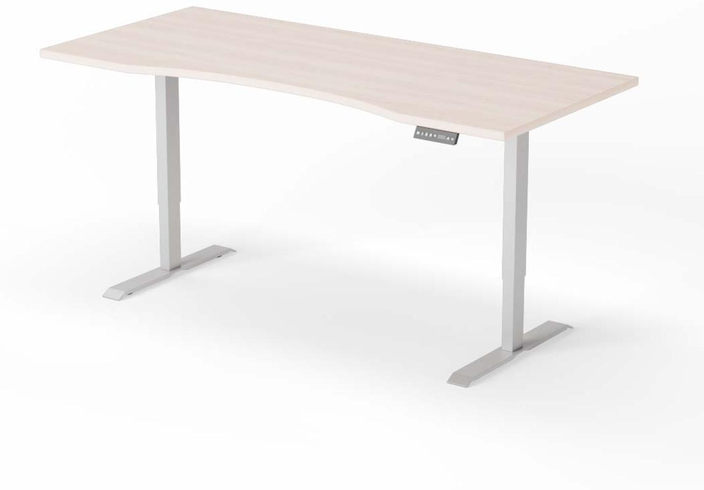 elektrisch höhenverstellbarer Schreibtisch CURVED 200 x 90 cm - Gestell Grau, Platte Eiche Bild 1