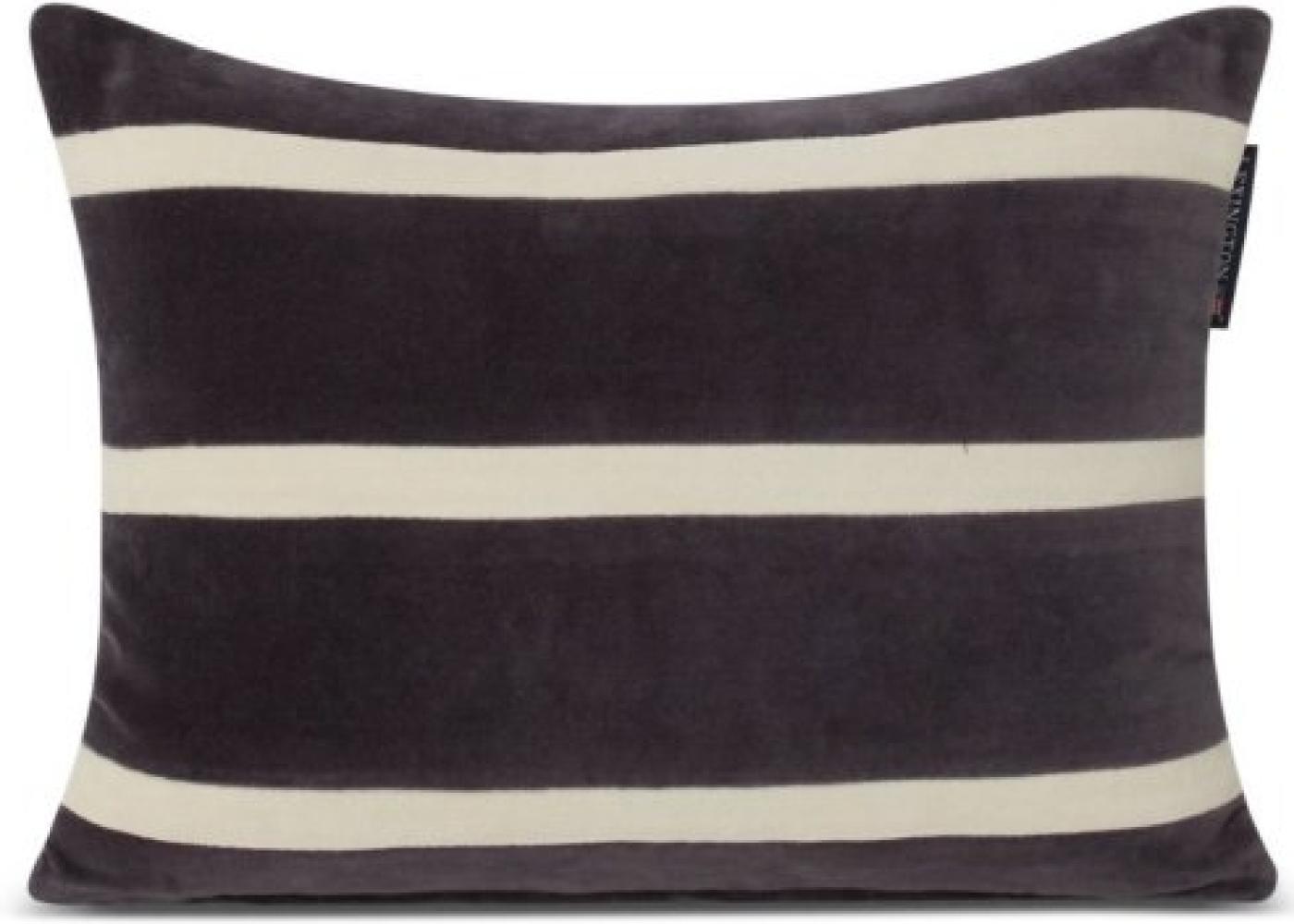 LEXINGTON Kissenhülle Striped Organic Cotton Velvet Gray Beige (30x40) 12334110-2725-SH10 Bild 1