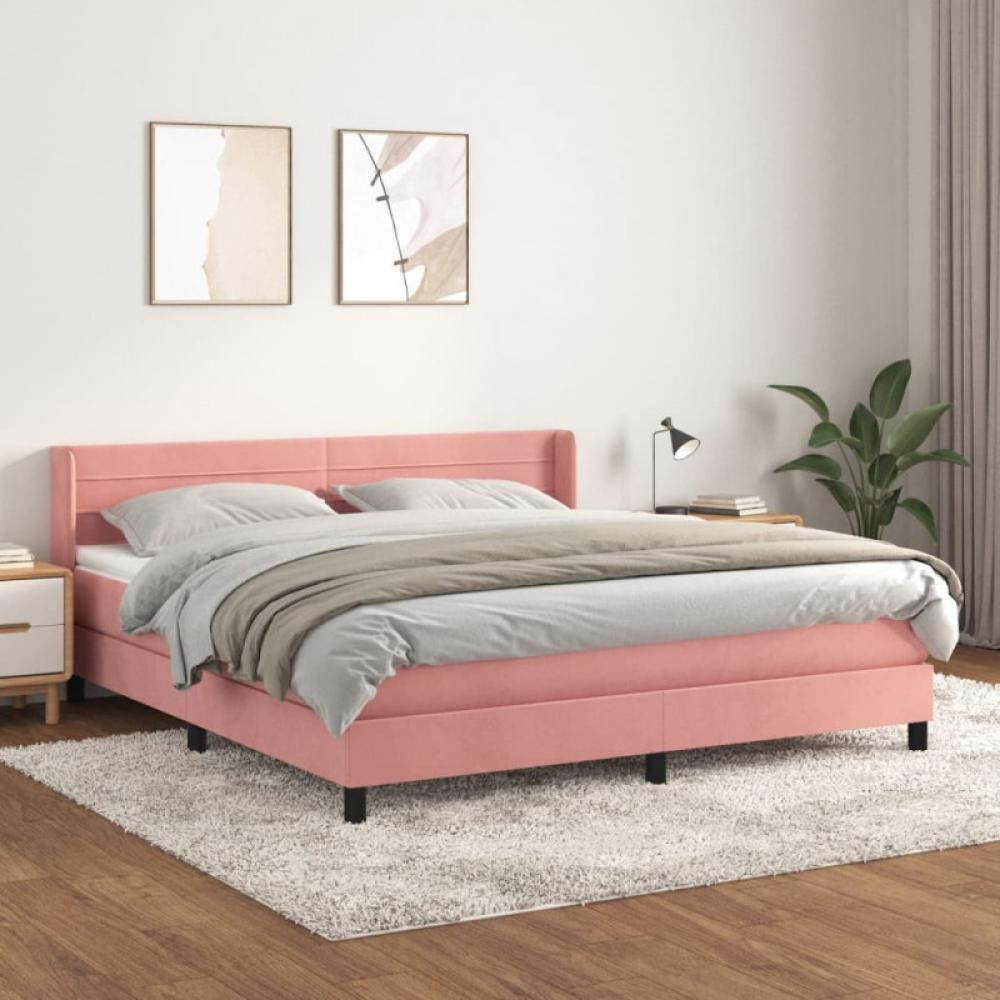 Boxspringbett mit Matratze Rosa 180x200 cm Samt (Farbe: Rosa) Bild 1