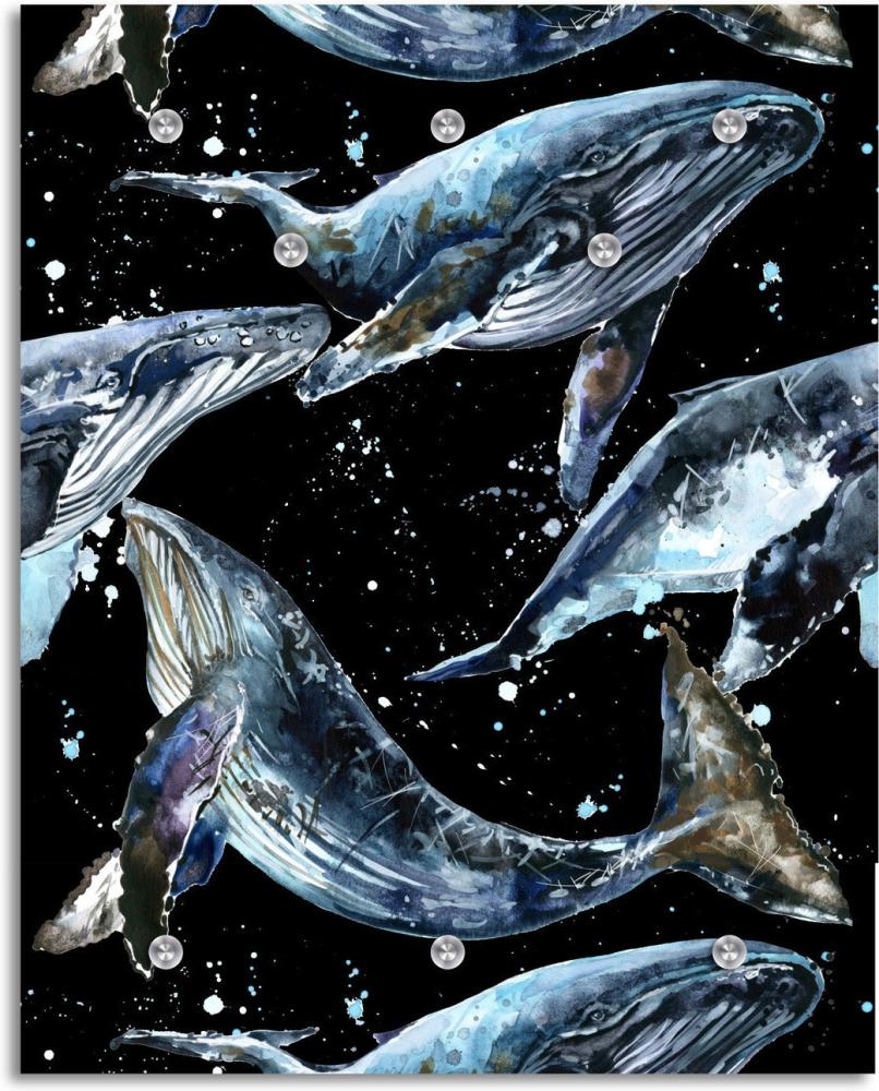 Queence Garderobe - "Whales" Druck auf hochwertigem Arcylglas inkl. Edelstahlhaken und Aufhängung, Format: 100x120cm Bild 1