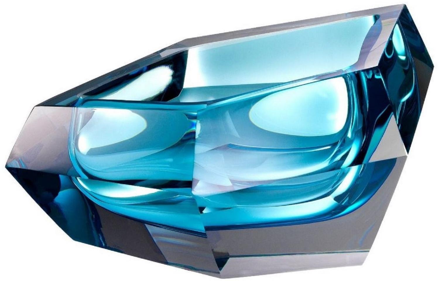 Casa Padrino Luxus Kristallglas Schüssel Blau 22 x 14 x H. 10,5 cm - Designer Deko Schüssel - Deko Accessoires Bild 1