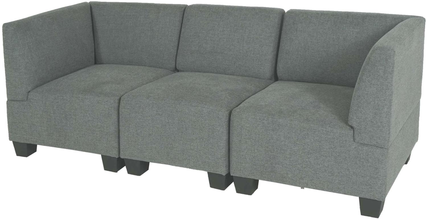 Modular 3-Sitzer Sofa Couch Lyon, Stoff/Textil ~ grau, hohe Armlehnen Bild 1