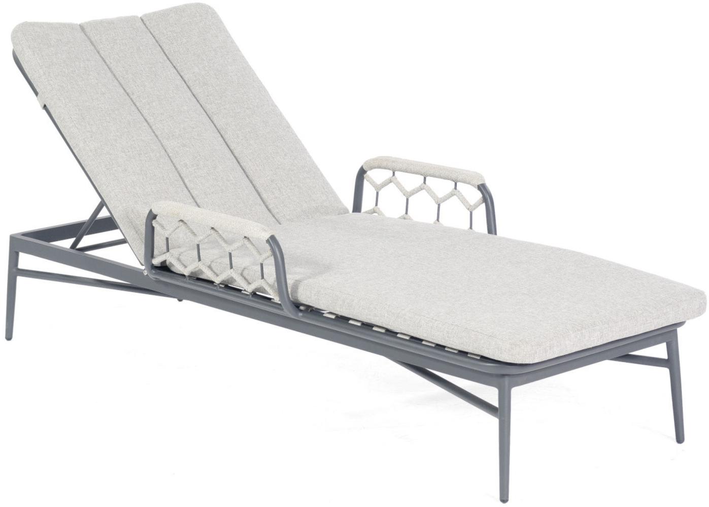Sonnenpartner Lounge-Liege Yale Aluminium mit Polyrope silbergrau mit Auflage Relaxsessel Gartenlieg Bild 1