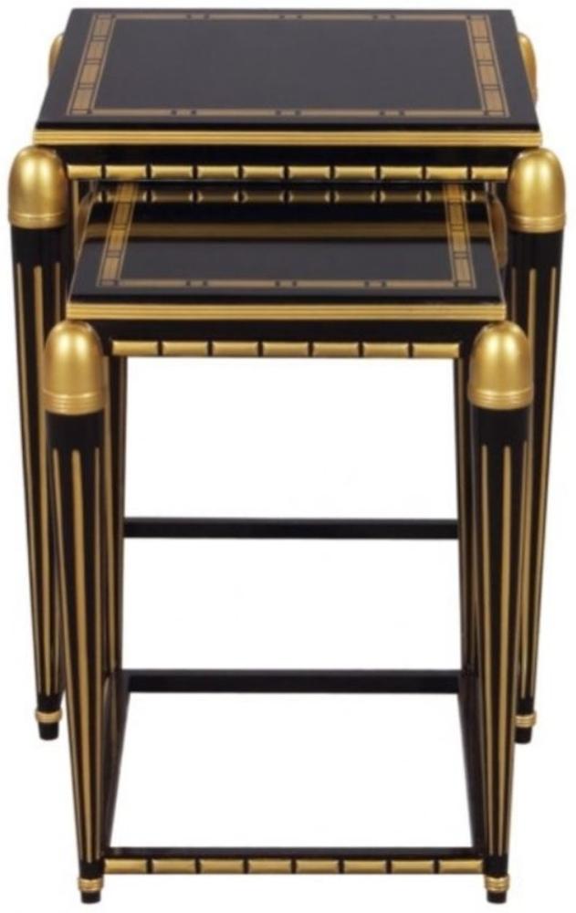 Casa Padrino Luxus Wohnzimmer Beistelltisch Set Schwarz / Gold 45 x 45 x H. 54 cm - Luxus Möbel Bild 1