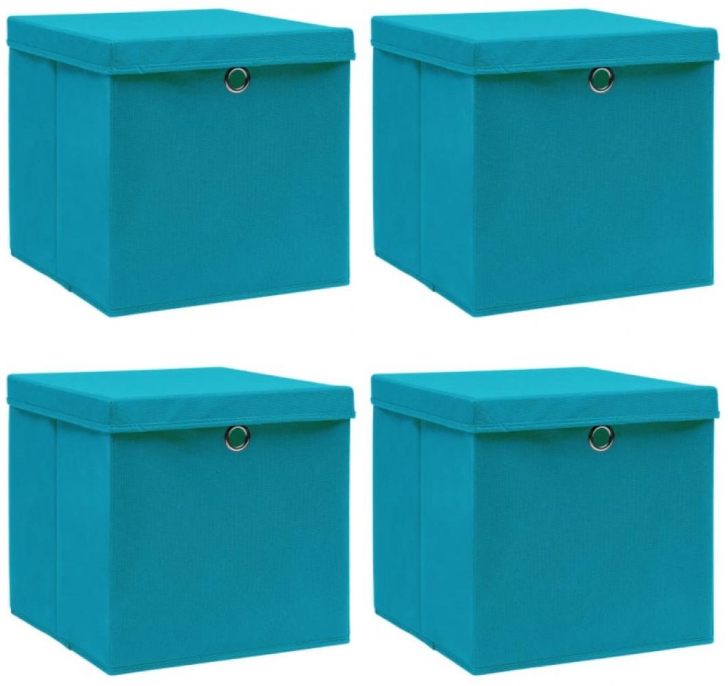 Aufbewahrungsboxen mit Deckel 4 Stk. Babyblau 32×32×32cm Stoff Bild 1