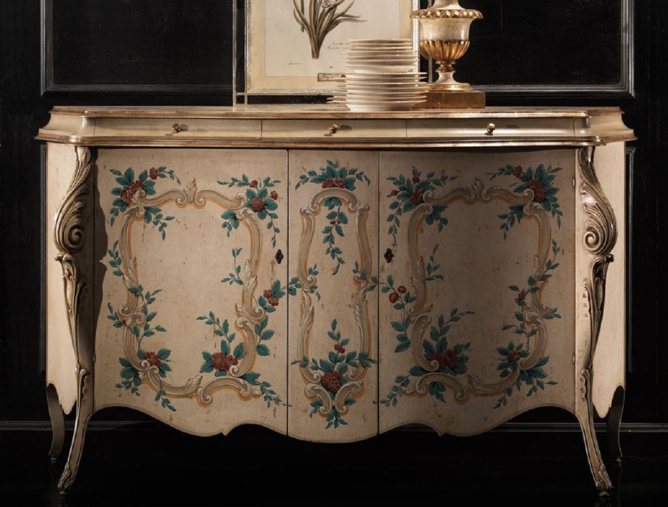 Casa Padrino Luxus Barock Sideboard Beige / Mehrfarbig - Handgefertigter Schrank mit 3 Schubladen und 2 Türen - Luxus Möbel Möbel im Barockstil - Barock Möbel - Luxus Qualität - Made in Italy Bild 1