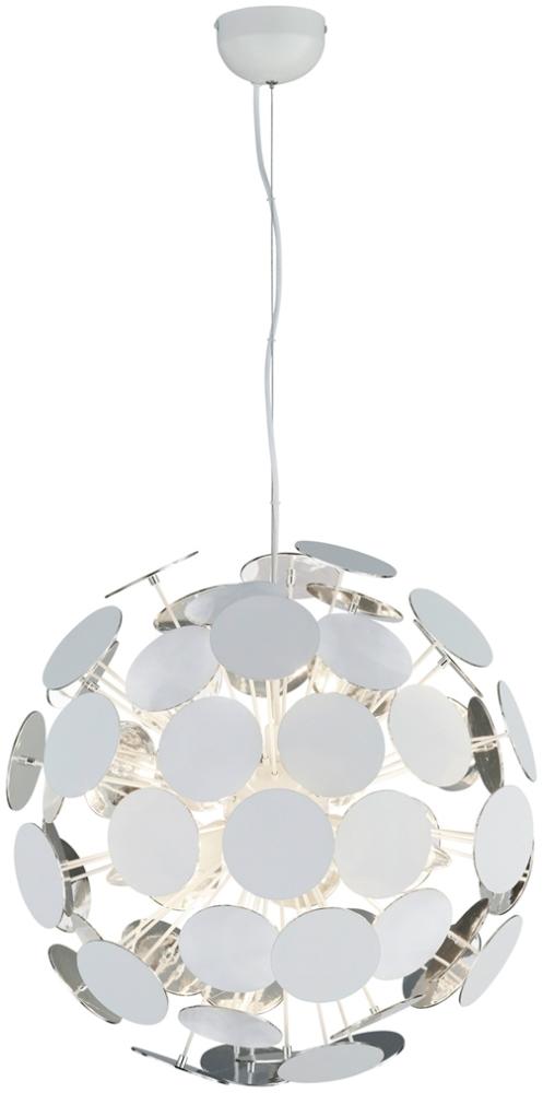Ausgefallene LED Pendelleuchte mit Lampenschirm Weiß-Silber, Ø 54cm Bild 1
