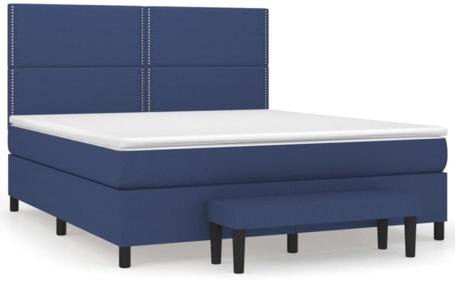 Boxspringbett mit Matratze Blau 160x200 cm Stoff Bild 1