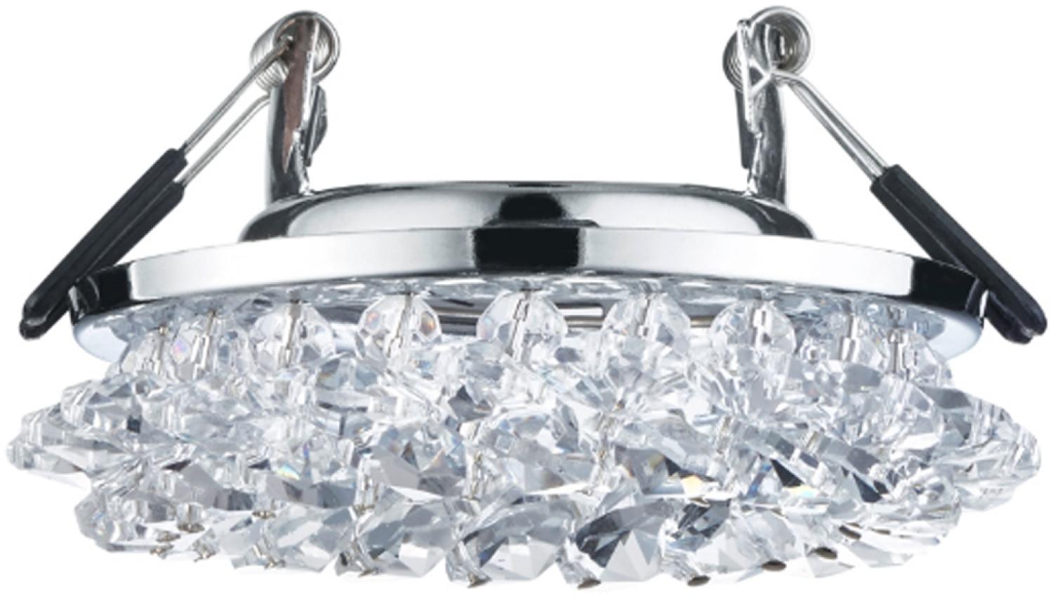 Runder LED Deckeneinbaustrahler in Silber Chrom mit Kristallglas Ø 9cm, GU10 Bild 1