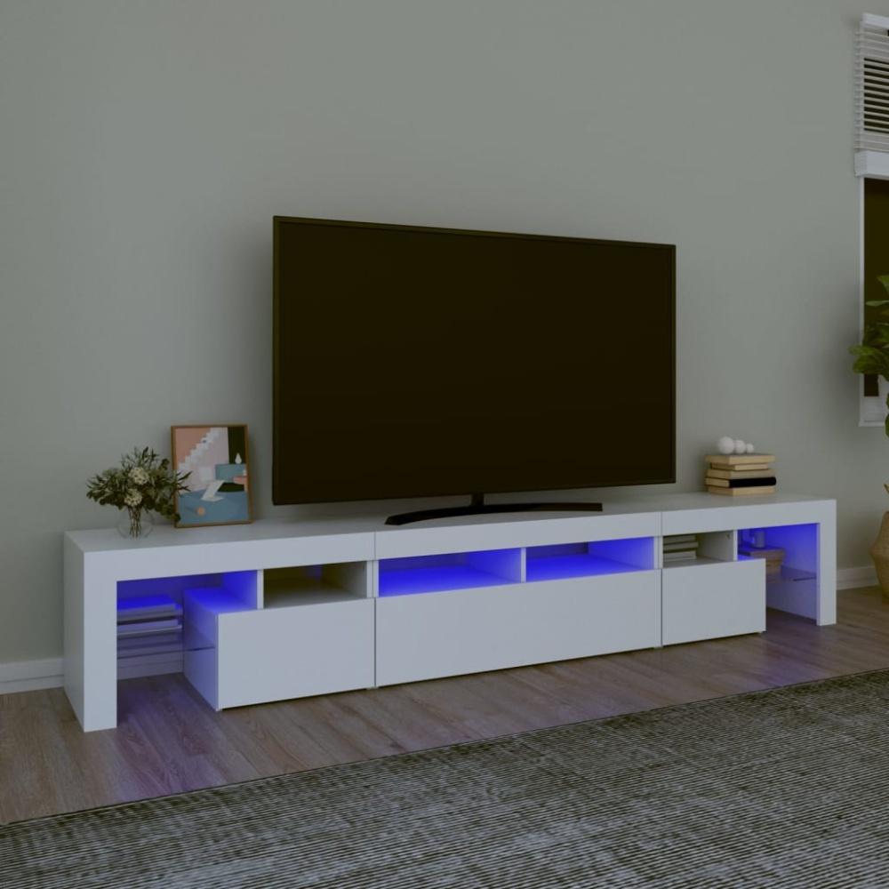 TV-Schrank mit LED-Leuchten Weiß 230x36,5x40 cm Bild 1