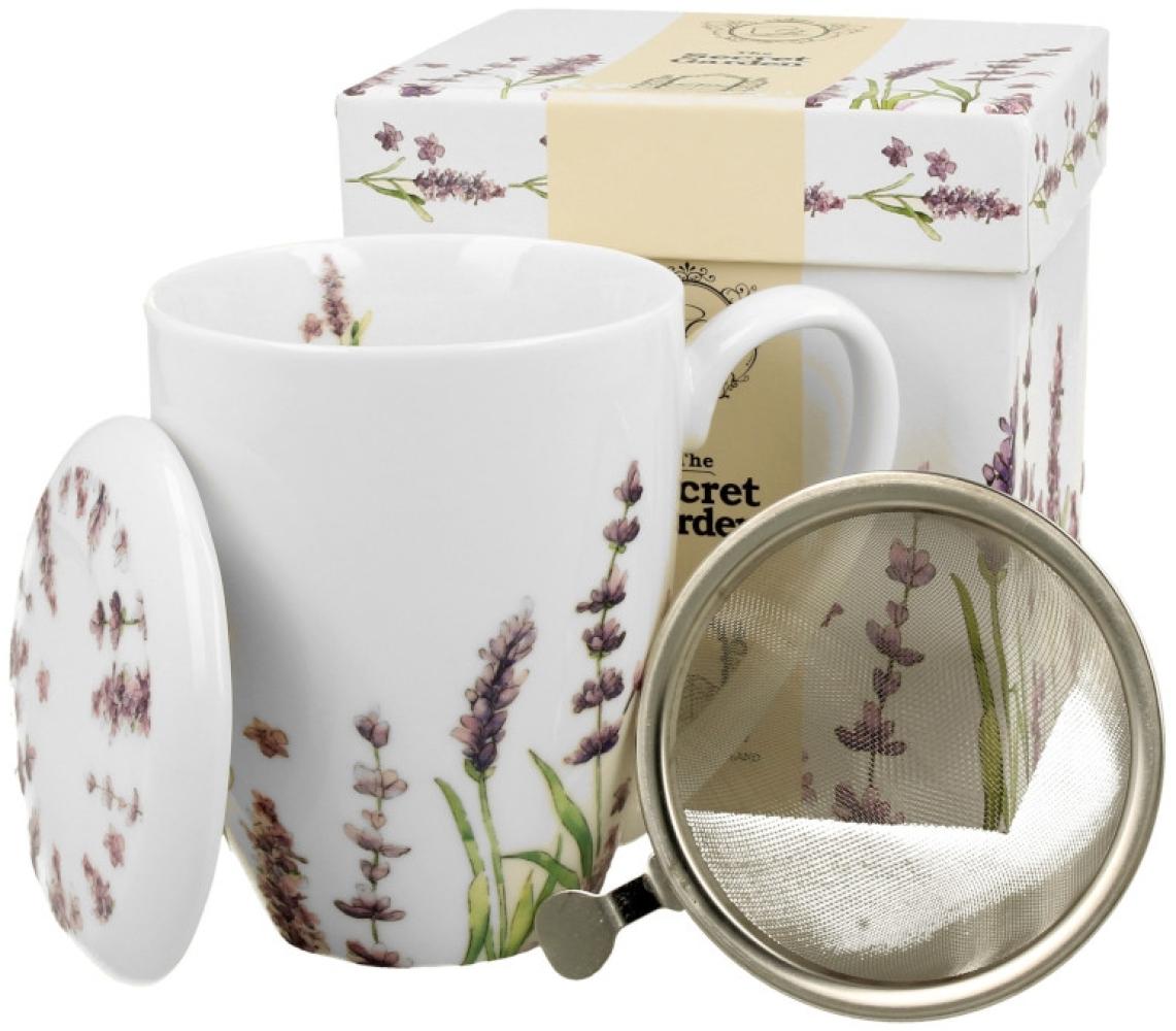 DUO FLORAL 30785 Becher 380 ml mit Teesieb CLASSIC LAVENDER mit Teesieb, New Bone China Porzellan Bild 1