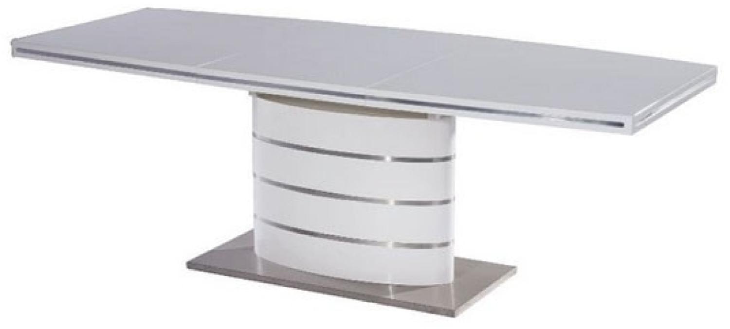 Esstisch Säulentisch Fano 120-180x80x77cm weiß lackiert ausziehbar Bild 1